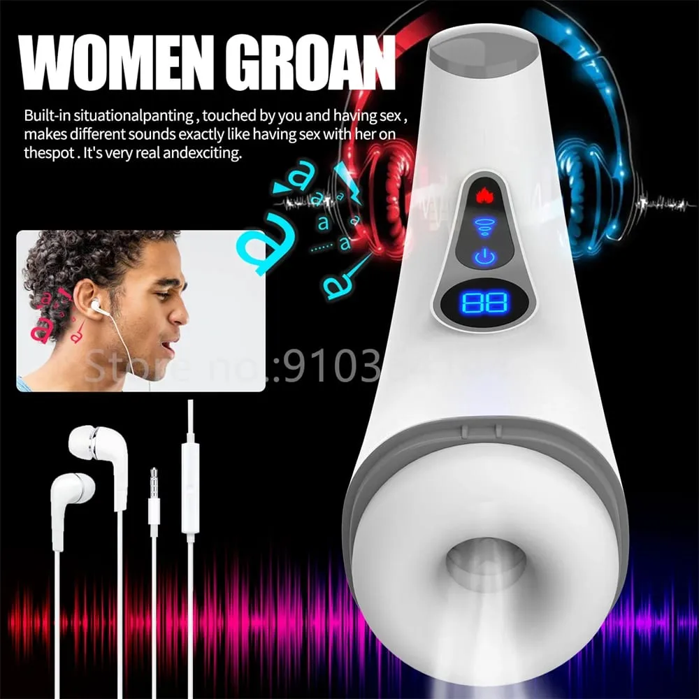 Awtomatikong Makapangyarihang Pagsipsip Telescopic Male Masturbator Cup Smart Heating Vibration Blowjob Machine Orgasm Adult Sex Toys para sa Mga Lalaki