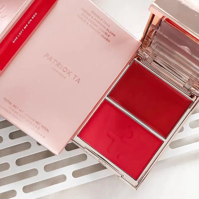 Patrick 2 in 1 Cream & Powder Blush Palette Dual Cheek Blush Duo Lasting Natural Brightening TA Makeup Cosmetics She's That Girl