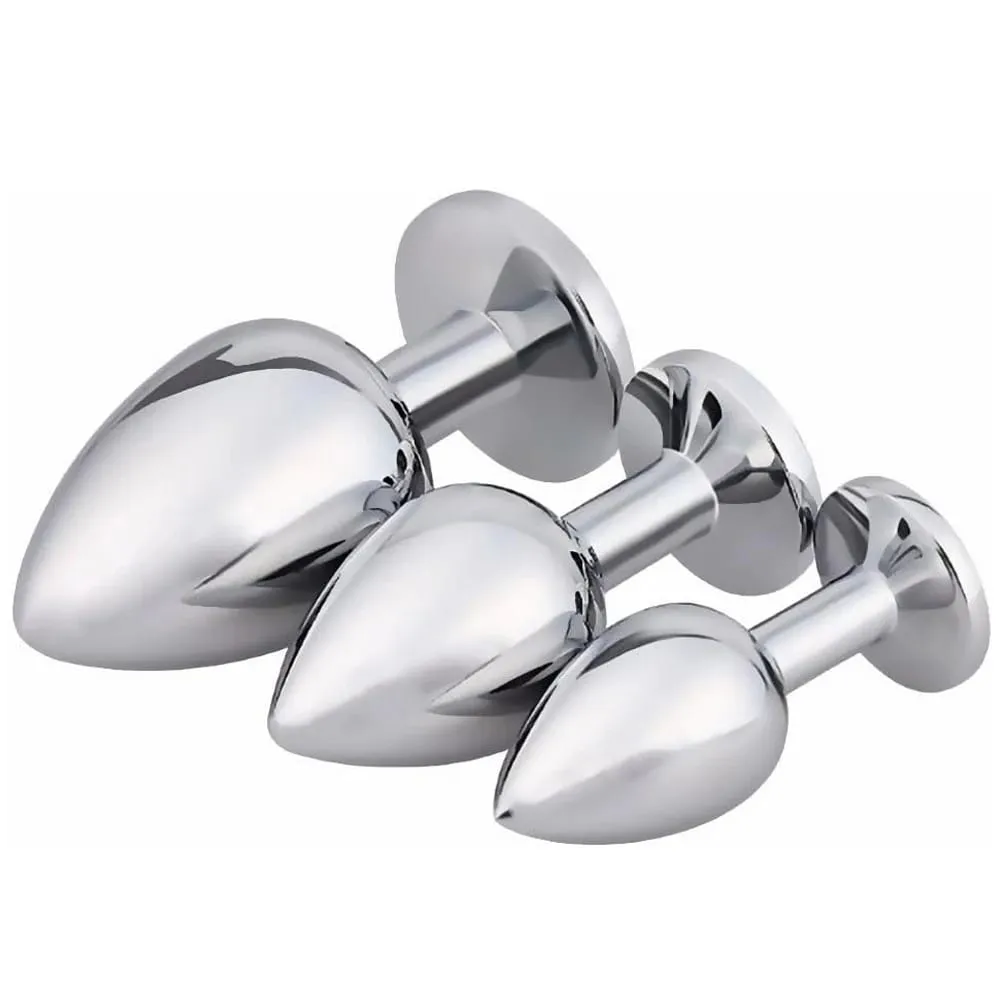 Luxury Metal Anal Plug Set Jewel Butt Trainer Kit Mga Pang-adultong Laruan para sa Mga Lalaki Babae Mga Mag-asawa Mga Beginners Mga Regalo sa Seks Malaki Katamtaman Maliit na Pink