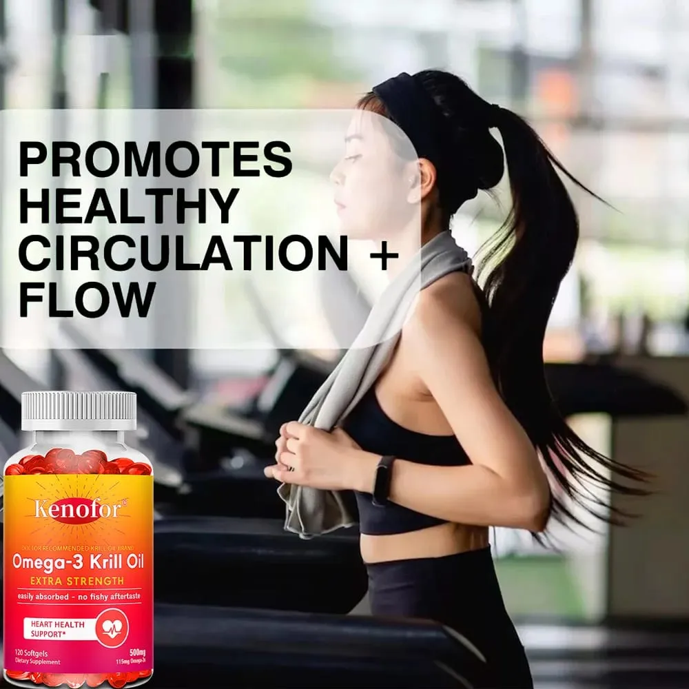 Antarctic Krill Oil 500mg Omega 3 Fatty Acid Supplement High Potency EPA & DHA Krill Oil Astaxanthin Supports Heart Health