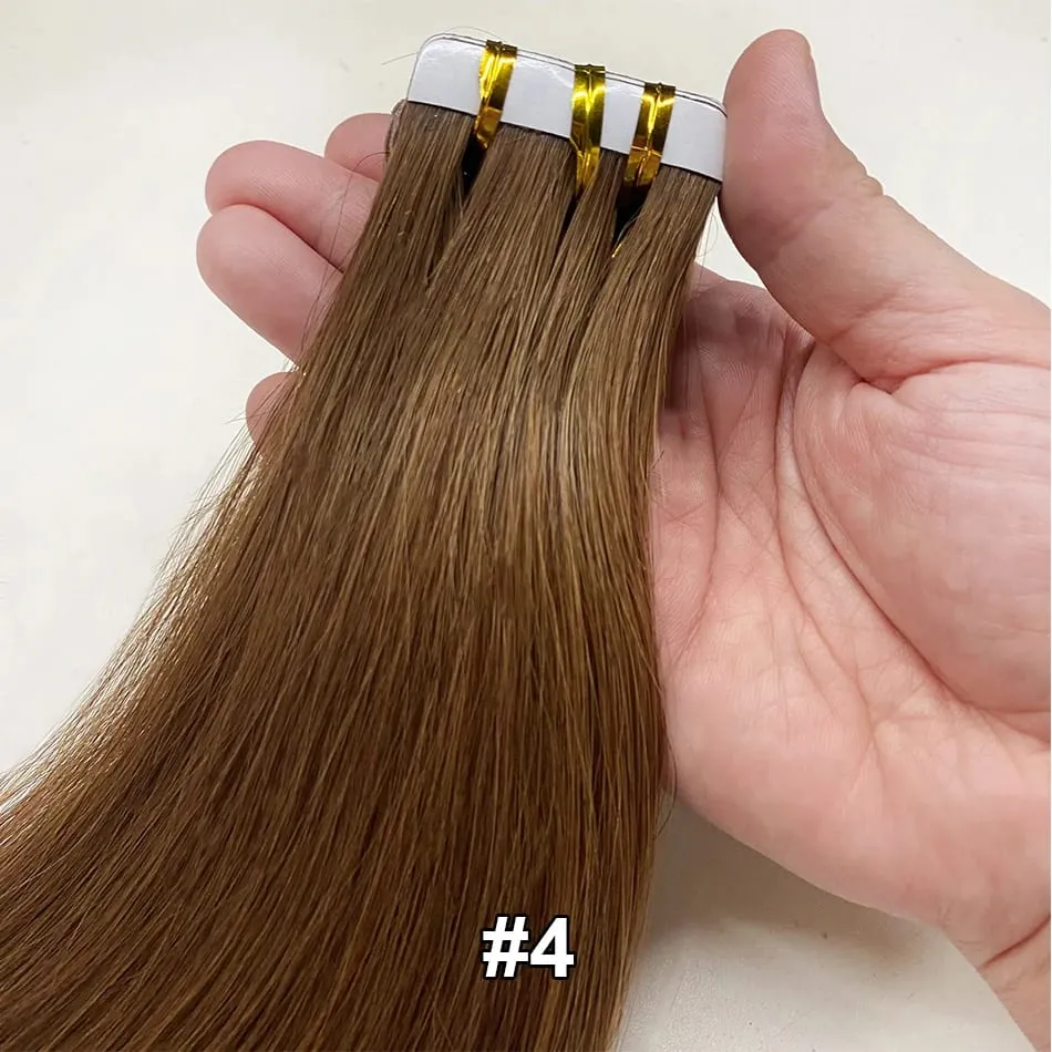 Luckinghair Wholesale 100% Virgin Double Drawn Straight Invisible Human Hair Tape in Extensions Wave Style