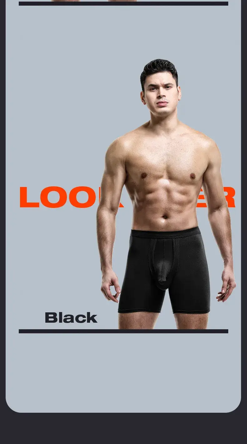 Mens Underwear Modal Boxers Shorts Homme Solid Panties Breathable Separation Bullet Pouch Long Leg Underpants Large Size XL-6XL — image 13