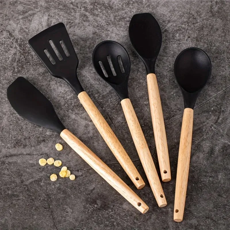 14pcs silicone utensil set with plastic holder