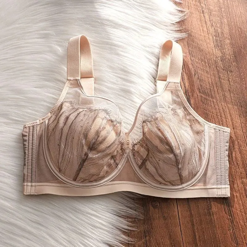 Wireless Push Up Bra for Large Bust Adjustable Comfort Fit Lace Bralette Prevent Sagging & Enhance Shape Seamless Design