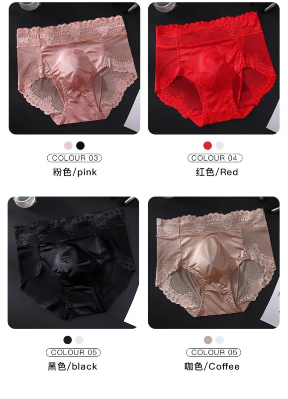 Flower Lace Mesh Hollow Out Sexy Men's Underwear Ice Silk Breathable Seamless Manipis na Triangle na Pantalon Malambot Traceless Panlalaki Briefs