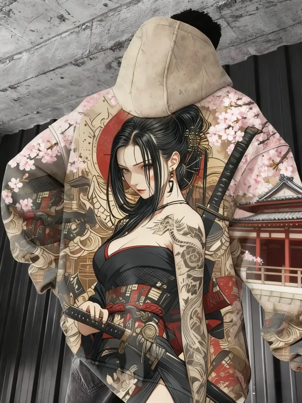 2026 Hot Anime meisje terug patroon Sweatshirt Casual Lange Mouw Capuchon 3D Afdrukken Top Fashion Oversized heren Hoodies