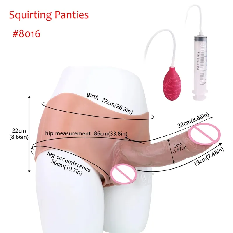 Black Nude Strapon Big Realistic Ejaculation Dildo Silicone Squirting Panties With Simulated Solid Penis Sex Toy For Women — image 15