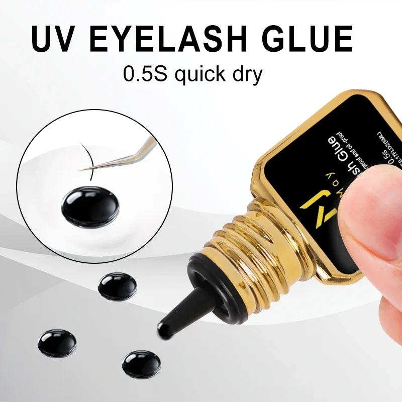 0.5Sec Eyelash Extension Glue Black Fast Dry UV Lashes Glue Black Eyelash Glue Lash Remover For UV Eyelash Extension