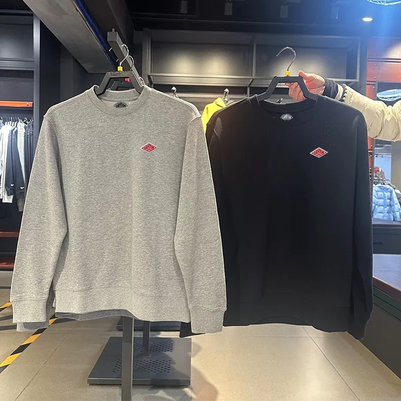 Sudadera fina exportada a Japón para hombre y mujer, chándal holgado de manga larga con cuello redondo de algodón de la misma marca bordada, otoño 2025