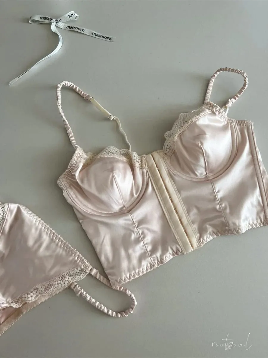 Ultra-thin Women Large Breast Underwear Lace Hollow Hot Ladies Satin Mesh Lingerie Sexy Adjustment Bra Panty Set Female Bralette