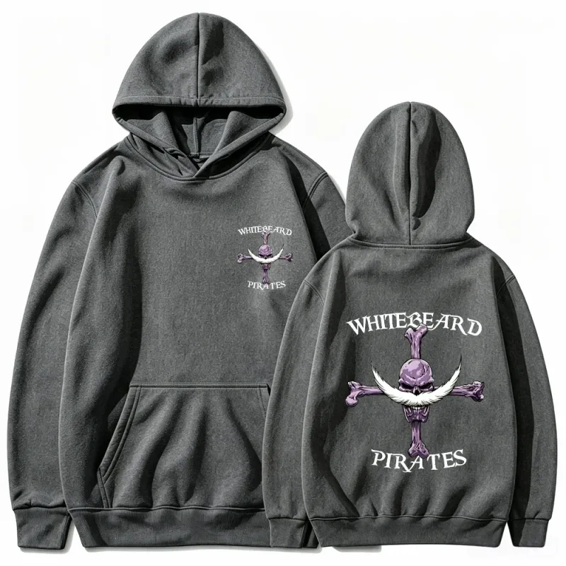 One Piece Whitebeard Pirates Hoodie, Print Pullover Sweatshirt, Whitebeard Jolly Roger Anime Grafische Streetwear Top met capuchon