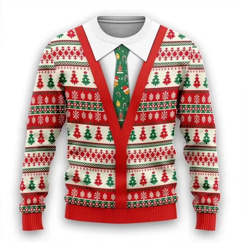Moda 2026 feio camisola de natal engraçado natal gráfico moletom papai noel cosplay pullovers menino crewneck poliéster agasalho