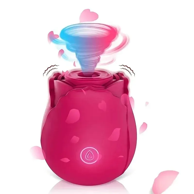 A forma di rosa, la vagina succhia il vibratore, bacia la figa, succhia il capezzolo e lecca la stimolazione del clitoride, masturbandosi con i giocattoli sessuali per le donne — image 1