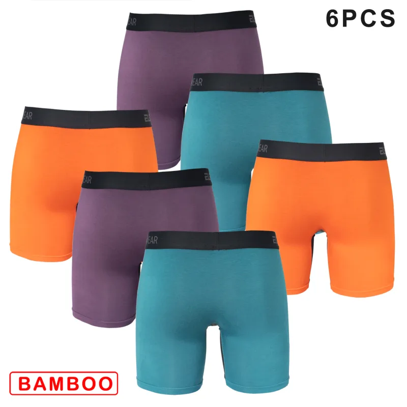 6 pcs Bamboo Men Underwear With Opening Breathable Mens Boxershorts Men's Panties Underpants Plus Size Fashion Boxers Brief 3256808166056836