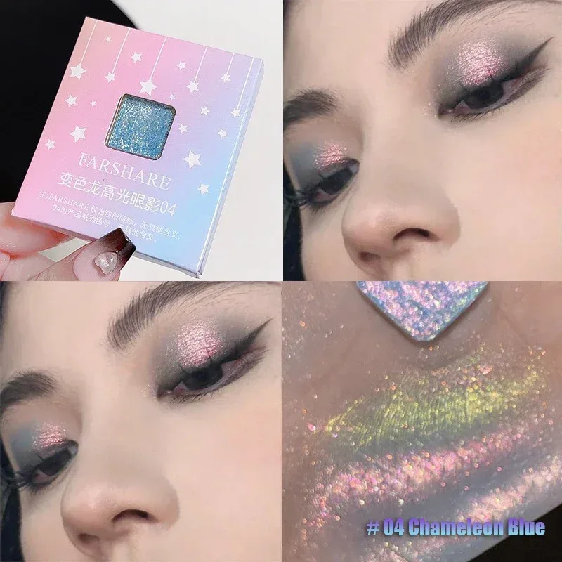Multichrome Metallic Changing Eye Shadow Cards Waterproof Chameleon Blue Ultra-Shiny Holographic Glitter Eye Makeup Highlighter