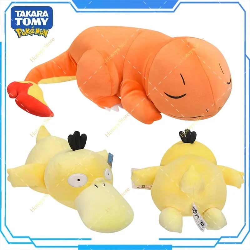 Original Pokemon Charmander Plush Pillow Toys Anime Cute Psyduck Lying Posture Soft Stuffed Animals Sofa Cushion Peluche Dolls
