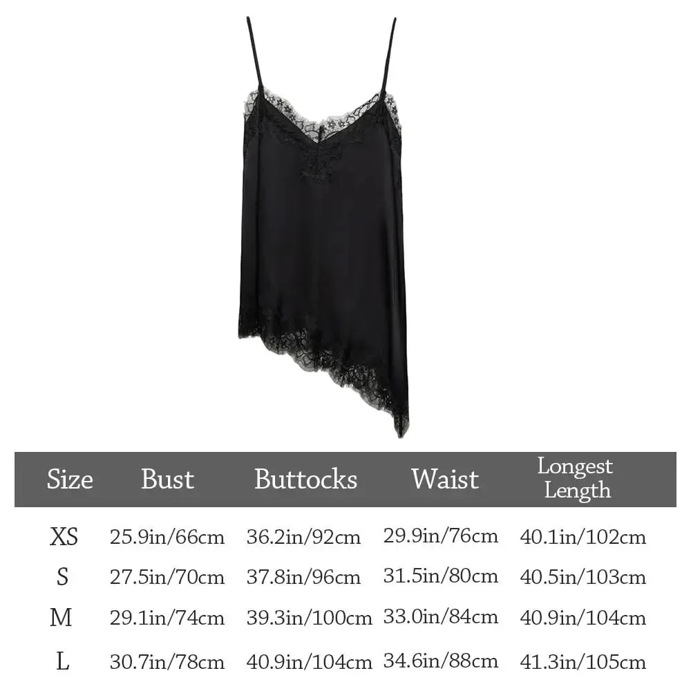 Chic Asymmetrical Lace Lace Patchwork Top Sexy Lace Backless Camisole Tops Sleeveless Elegant Backless Tops Evening Dress