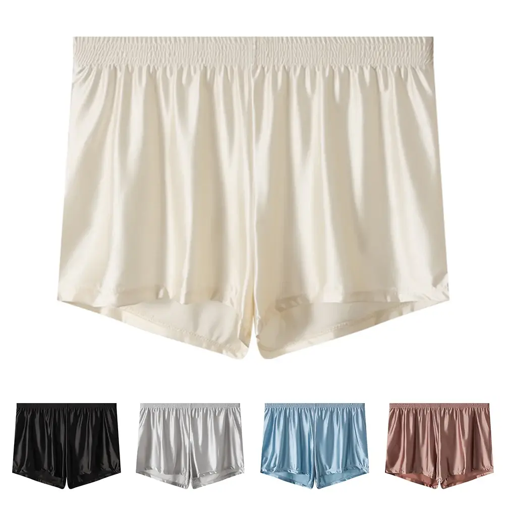 1 pz Uomini di Seta del Ghiaccio Liscia Solido Boxer Mutandine L-3XL di Grandi Dimensioni Allentato Degli Indumenti Da Notte Della Biancheria Intima Tronchi Senza Soluzione di Continuità Comodi Indumenti Da Notte