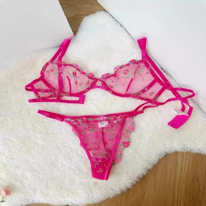Women Sexy Lace Embroidered Ultra Thin Sheer Unpadded Underwire Push Up Bra Lightweight Soft Exquisite Lingerie Sizes 32-38