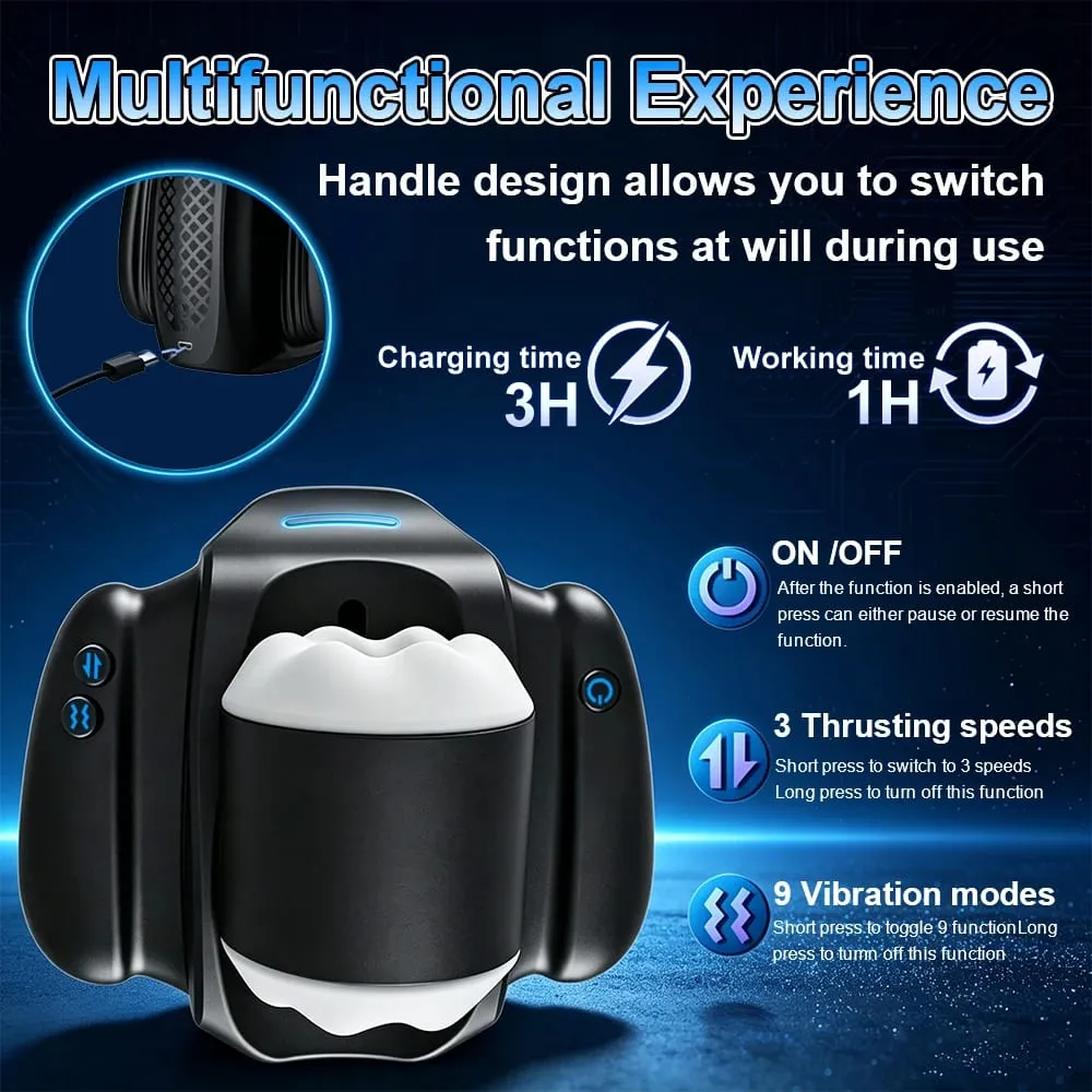 2-in-1 Automatic Thrusting & Vibration Handle Grip with Phone Holder 9 Vibration Modes Adult Toy for Men Masturbator