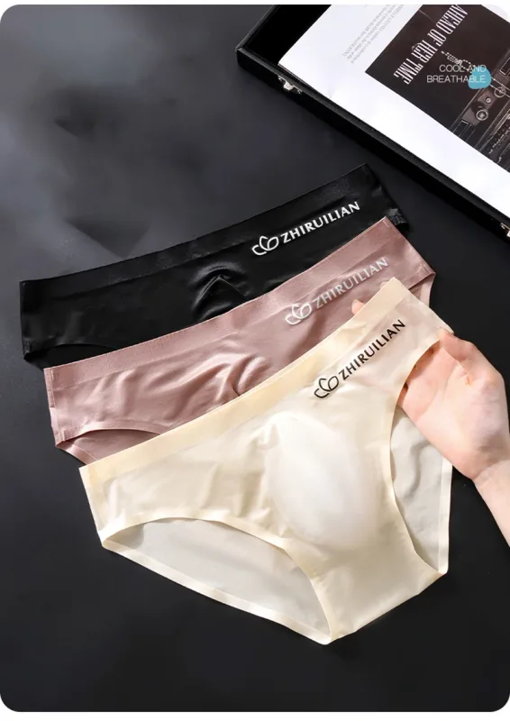 Men Ice Silk Briefs Ultra-thin Seamless Sexy Panties Male Quick Drying 3D Pouch Breathable Underwear Youth Underpants Slip Homme — image 12