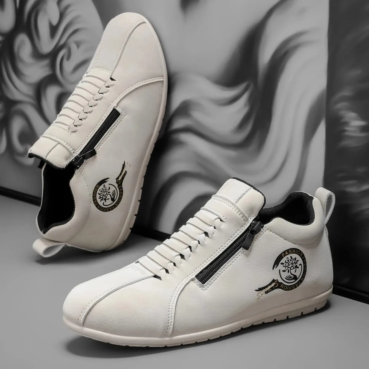 Low-Top Men's Versatile Comfortable Zippered Shoes for Outdoor Hiking and Casual Sports.