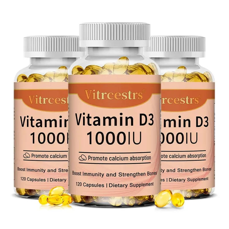 Vitamin D3 1000iu hỗ trợ miễn dịch Chức năng cơ bắp khỏe mạnh và sức khỏe xương - Non-GMO Gluten Free 120 Viên nang thực vật