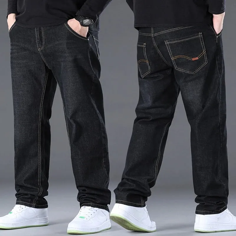 Men's Jeans Pants Big Size 50 High Stretch Denim Fabric Large Size Pants for 45-150kg Jeans Hombre Wide Leg Jeans Pantalon Homme