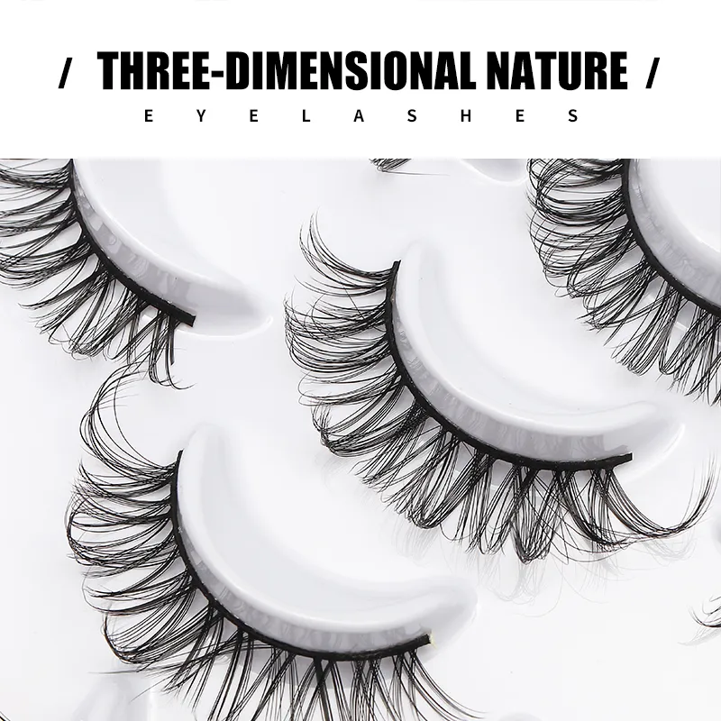 10 Pairs Russian DD Curl Bulk Fluffy Strip Lashes Natural Soft False Eyelashes Reusable Handmade Eye Lashes for Daily&Party