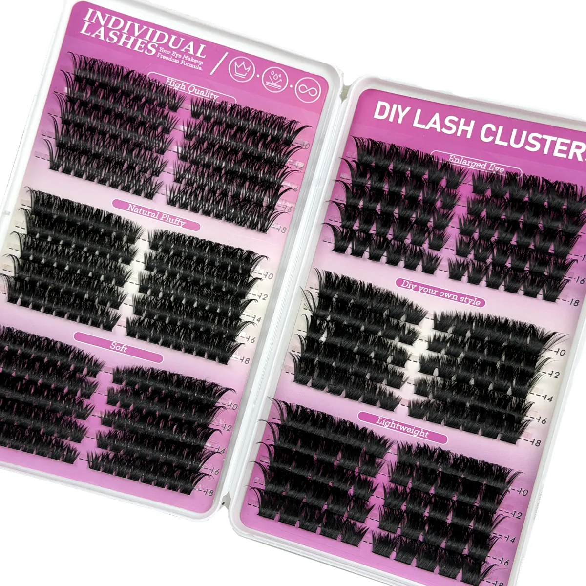 Fluffy Cluster Lashes 3 IN 1 Lash Clusters Extension Cat Eye Lashes&Bottom Lashes Mixed Tray Individual Eyelashes