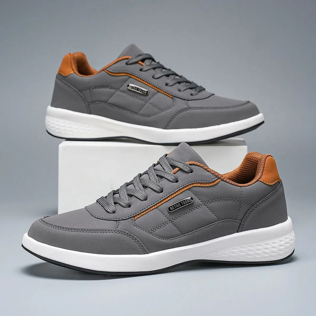 New Breathable Leather Men Shoes Lightweight Comfortable Men Sneakers Fashions Lace Up Casual Shoes Flat Shoes Zapatillas Hombre — image 9