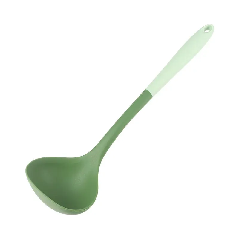 6-Piece Silicone Kitchen Utensil Set: Chinese Spatula Soup Ladle Slotted Turner Pasta Spoon Salad & Honey Scrapers for Non-S