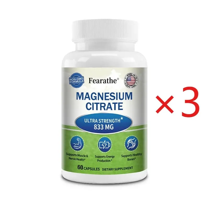 Cápsulas de citrato de magnesio Ayuda nutricional altamente absorbible Relajación Sueño Hueso Corazón Nervio Músculo y metabolismo