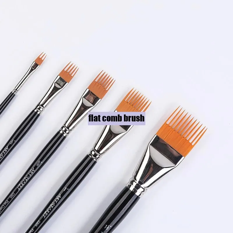 Professional 5 pcs Flat Comb Brush Nylon Paint Drawing Brushes Oil Artists Painting Brush Set For Artists Student — image 1