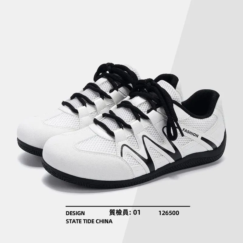 Men's Mesh Breathable Casual Sneakers Lace Up Flat Sole Fashion Sport Shoes Daily Walking Ladies Lightweight Athletic Footwear