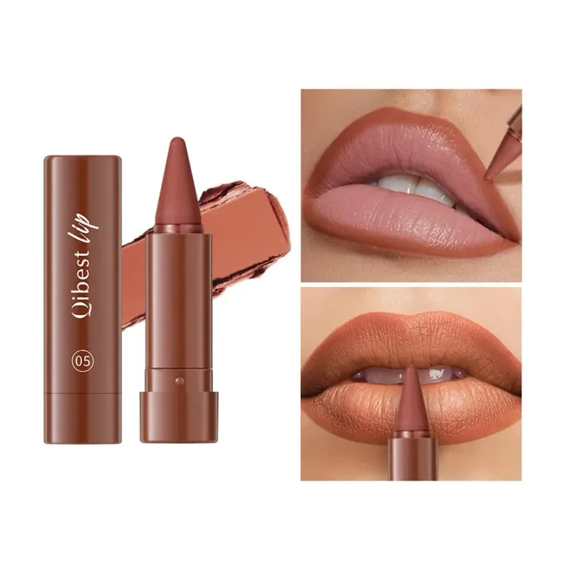 Waterproof Matte Lipstick Liner 2-in-1 Pencil High Pigmentation Lip Color Smooth Moisturizing Formula Natural Gradient Lipstick