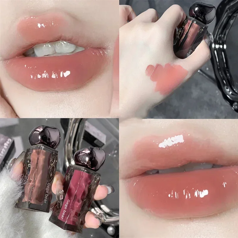 Transparent Water Glossy Orange Lip Gloss Red Mirror Jelly Liquid Lipsticks Moisturizing Long-lasting Lip Tint Stain Cosmetics