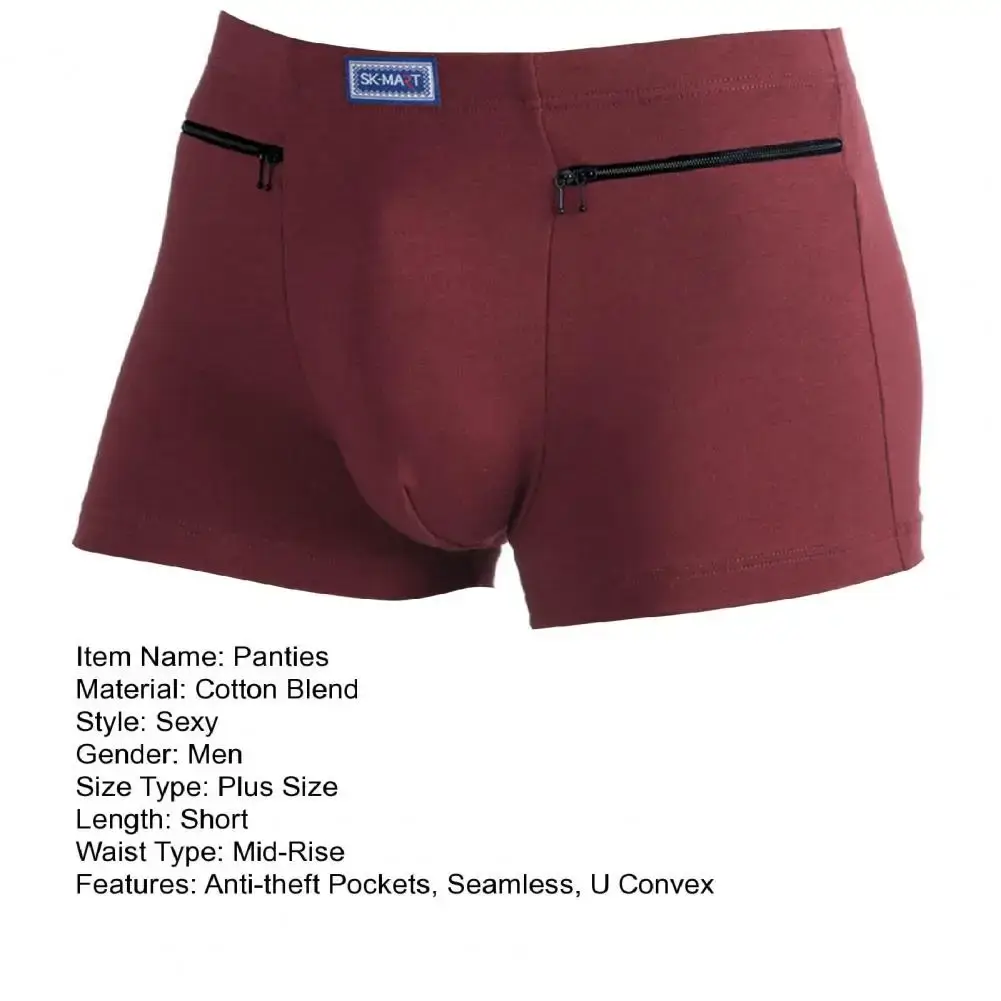 Bolsos masculinos roupa interior anti-roubo cuecas boxer sem costura elástica calcinha masculina de algodão u-bump shorts masculinos roupa diária