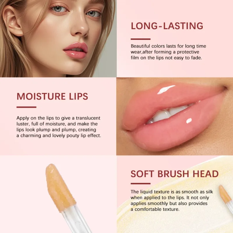Moisturizing Lip Gloss Oil Nourishes Hydrates Glossy Lips Care Lipstick Plumping Exfoliating Pink Plumping Gloss Oil Makeup