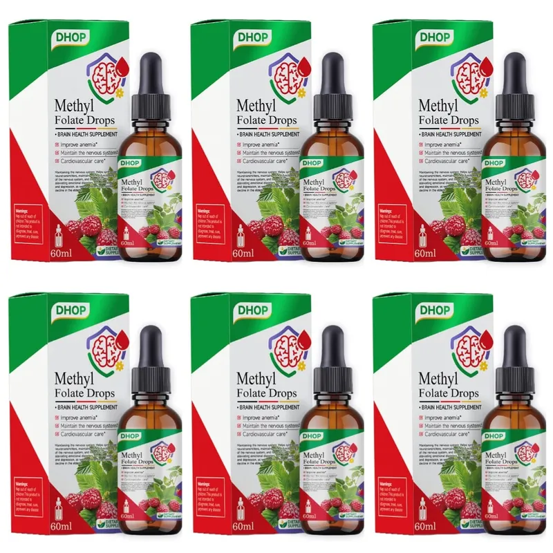 Methyl Folate Drops Liquid with Folate and Vitamin B12 Supports Brain Health for Nervous System Care - 120 Servings