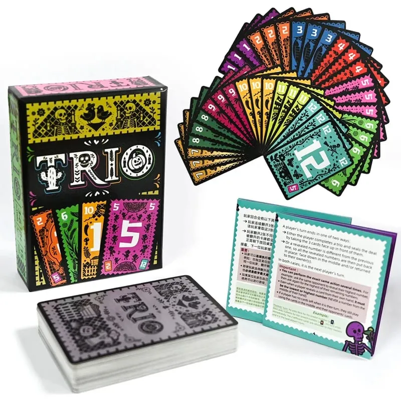 Trio Memory Challenge Bilingual Strategic Card Game Brain Training Activity for Family Party Group Fun Board Game Toys