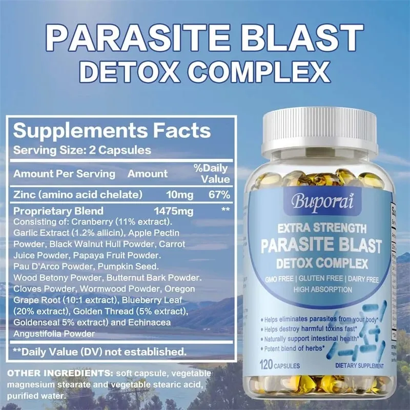 Parasite Blast Detox Complex - Understøtter tarmsundhed Eliminerer parasitter Fremmer metabolisme og forbedrer immunitet