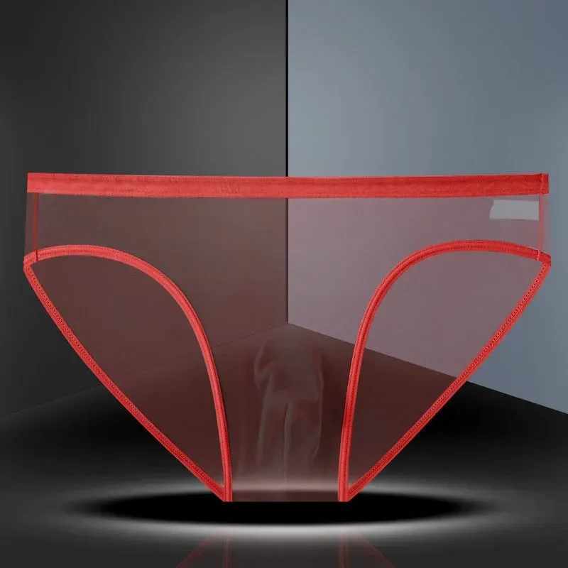Transparent Underwear Hot Man Pants Ultra-thin Perspective Mid-rise Male Mesh Slips Homme Panties Plus Size — image 18