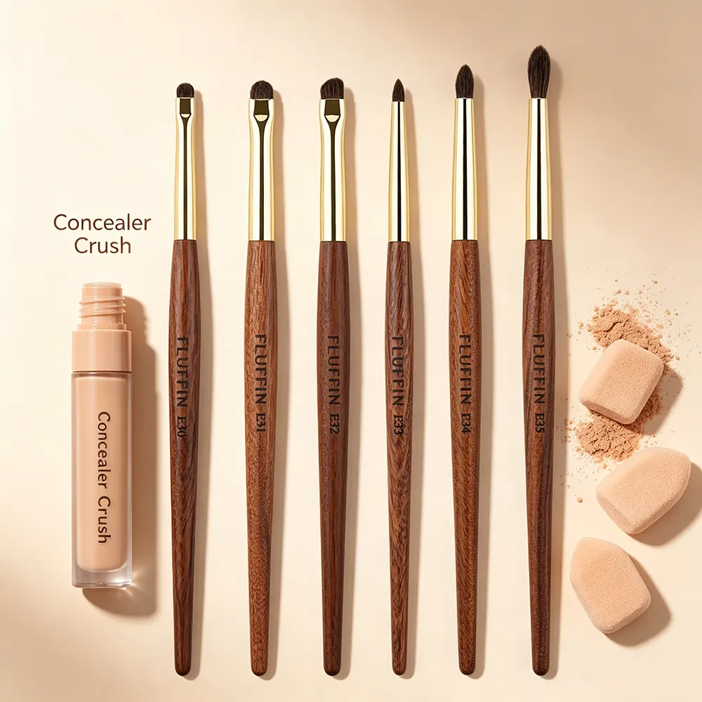 Professional Horse Hair Eyeshadow Crease Blending Brush Eyeliner Smudge Makeup Tool Rosewood Handle Copper Pipe Eye Brushes