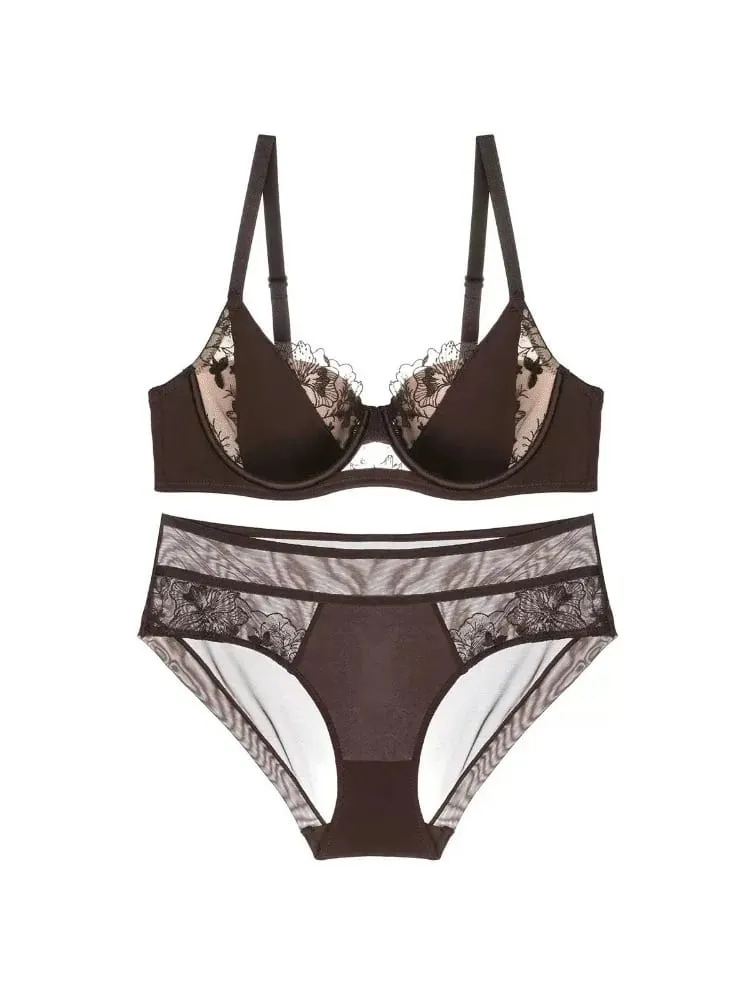 French Lace Embroidery Sexy Bra Set Push Up Minimizer Gather Support Full Coverage Comfort Lingerie for Big Breasted Women 2PCS — image 6