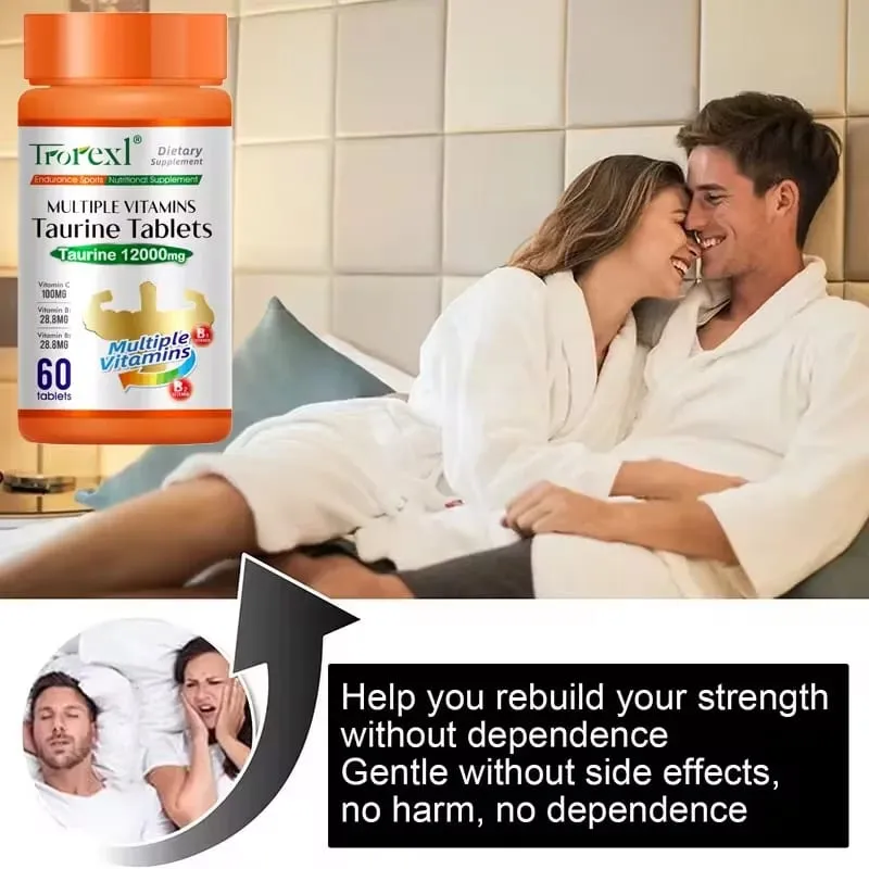 Organic Taurine Pills - 60 Tablets 100% Pure Non-GMo Supports Reproductive Health Natural Energizer — image 6