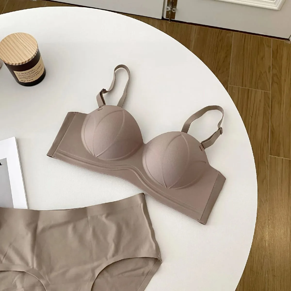 Seamless Half 1/2 Cup Girls Intimates Non-Slip Bra Sets For Women Small Wire Free Non-Slip Lingerie Push Up Underwear Panties