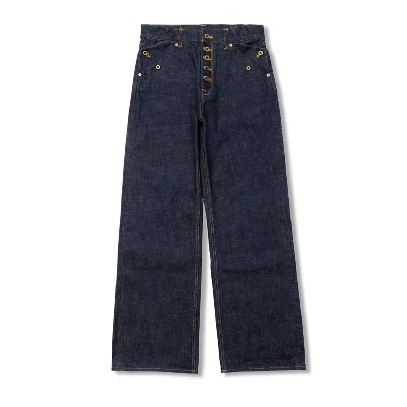 Red Tornado Retro Heavy 18oz Raw Selvedge Denim Pants Sanforized Button Fly High Waist Flap Pocket Carpenter Style Jeans