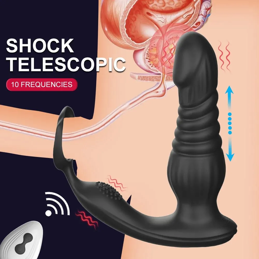 Male Prostate Massage Thrusting Vibrator Anal Plug Vibrator Silicone Ring Delay Ejaculation Masturbator Adult Sex Toys for Men — image 6