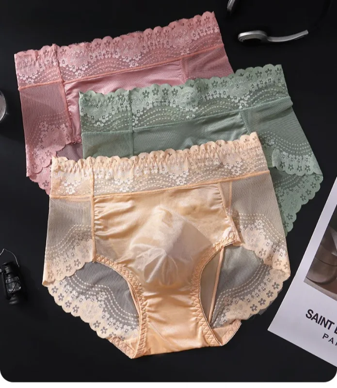 Flower Lace Mesh Hollow Out Sexy Men's Underwear Ice Silk Breathable Seamless Manipis na Triangle na Pantalon Malambot Traceless Panlalaki Briefs